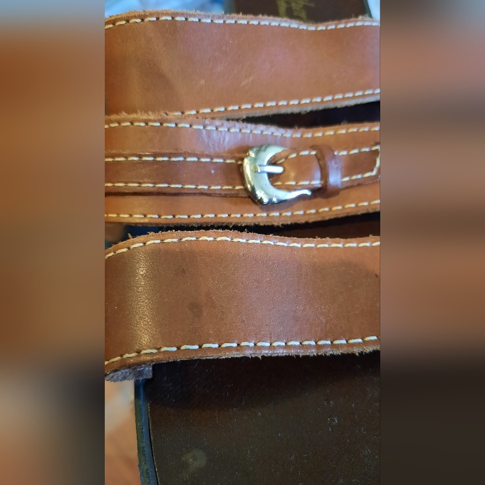 Leather Craft Genuine Leather Sandals Slide Beachy Coastal - Picture 3 of 4